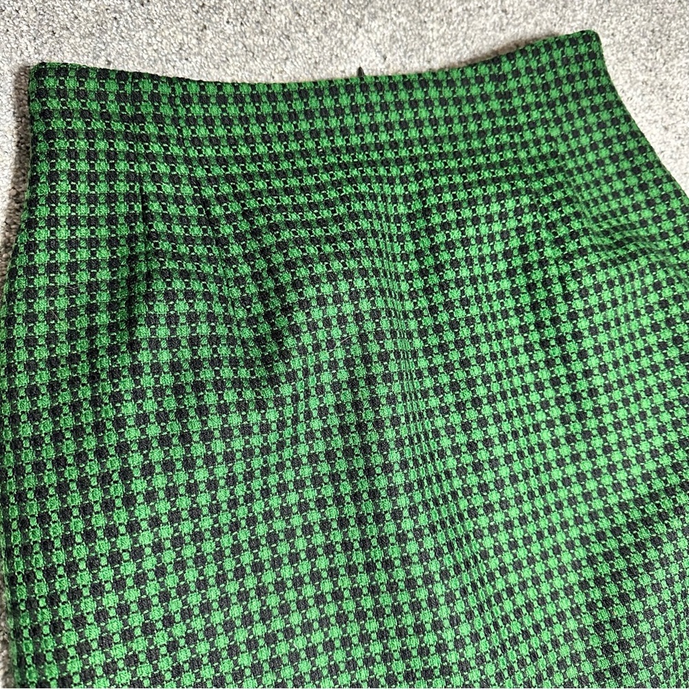 VINTAGE Jones New York 100% Wool Pencil Skirt, Green/Black - Womens 6 - Picture 3 of 9